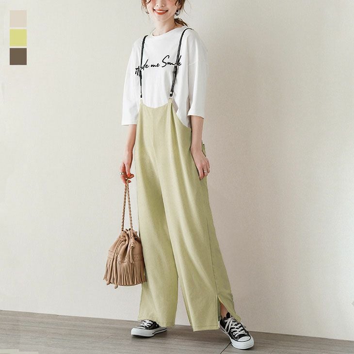 サスペンダー付き サロペット パンツ レディース オールインワン 大人