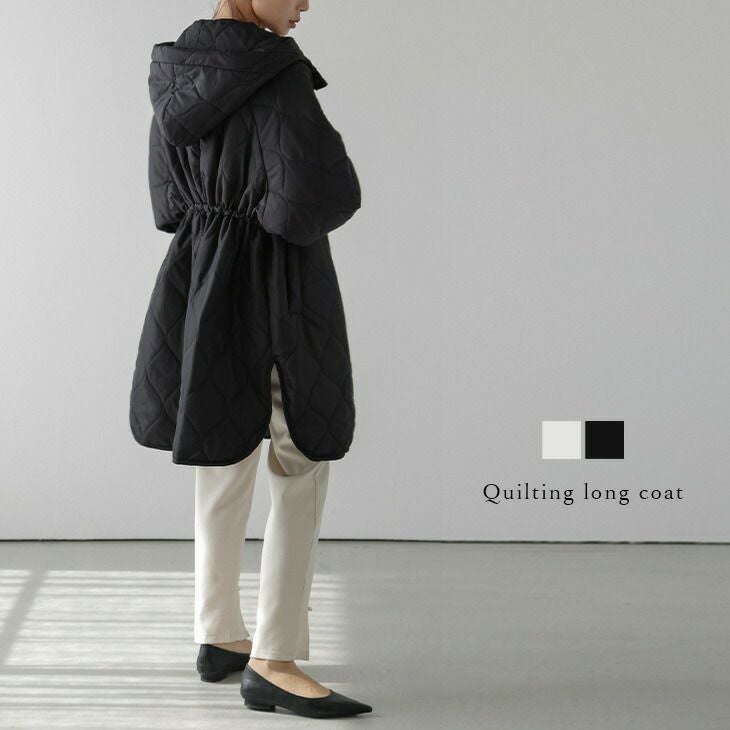 キルティングコート ペプラム ロング アウター ドロストコード 大人