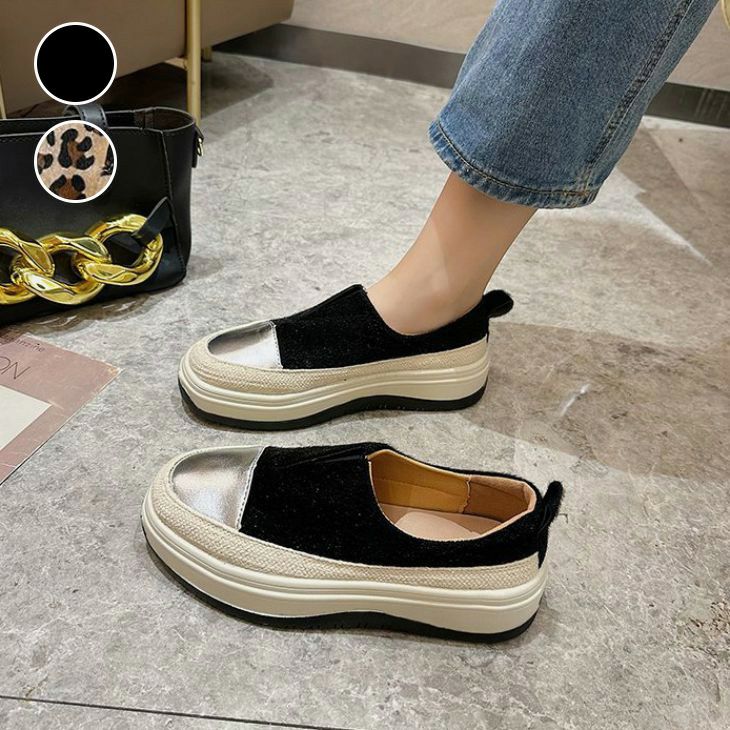 AMELY by La-gemme］厚底 スニーカー デッキ スリッポン バイカラー