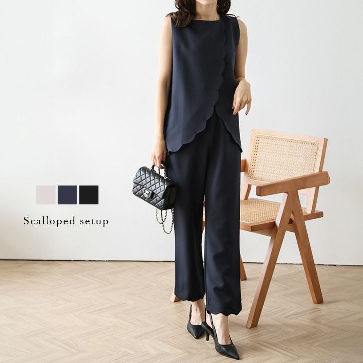 AMELY by La-gemme］セットアップ スカラップ 2点セット トップス