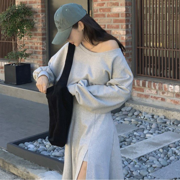 AMELY by La-gemme］無地 スウェット トップス トレーナー クロップド
