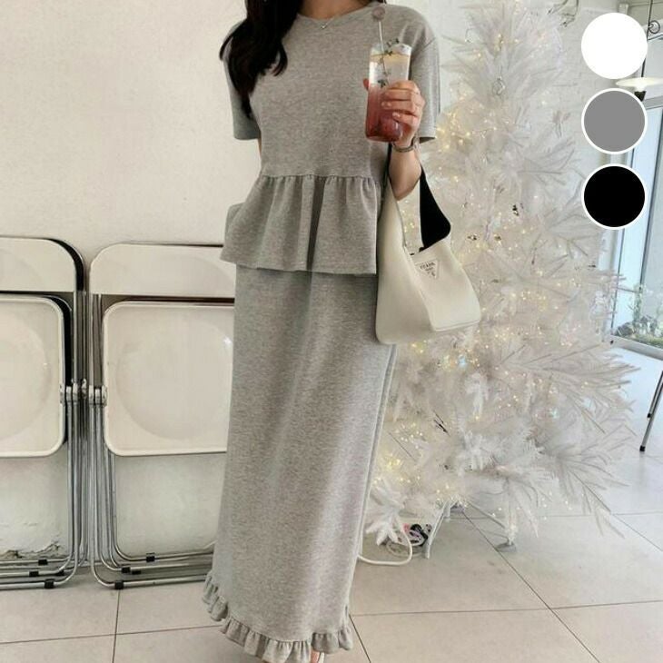 AMELY by La-gemme］セットアップ トップス ボトムス 半袖 ロング